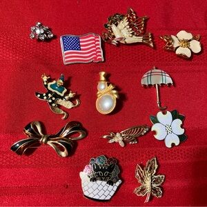 Mixed Lot of 12 Vintage Brooches